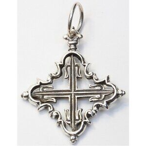 Hand Made Brutalist Sterling Silver Cross Crucifix Pendant